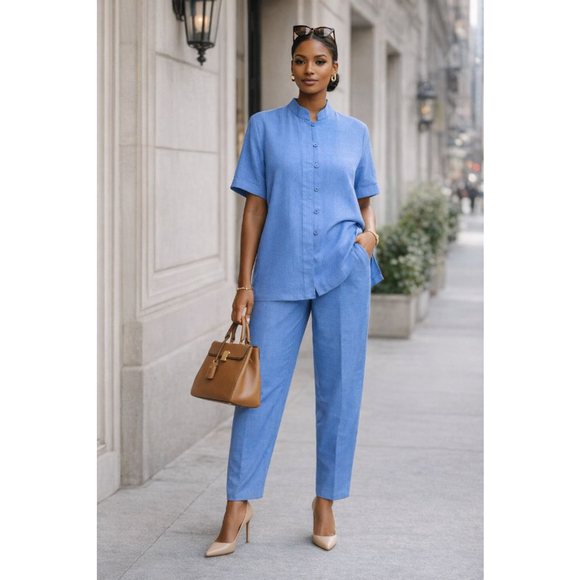 Leslie Fay Pants - Leslie Fay Vintage 90s Periwinkle Pant Suit | High Rise Power Set | Size 18
